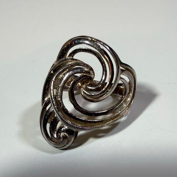 Unbranded Jewelry - Vintage Sterling Silver 925 Wavy Ornate Spiral Swirl Statement Cocktail Ring 8.5